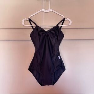 Ballet Beautiful Black Strappy Pinch Front Leotard, Size M NWOT